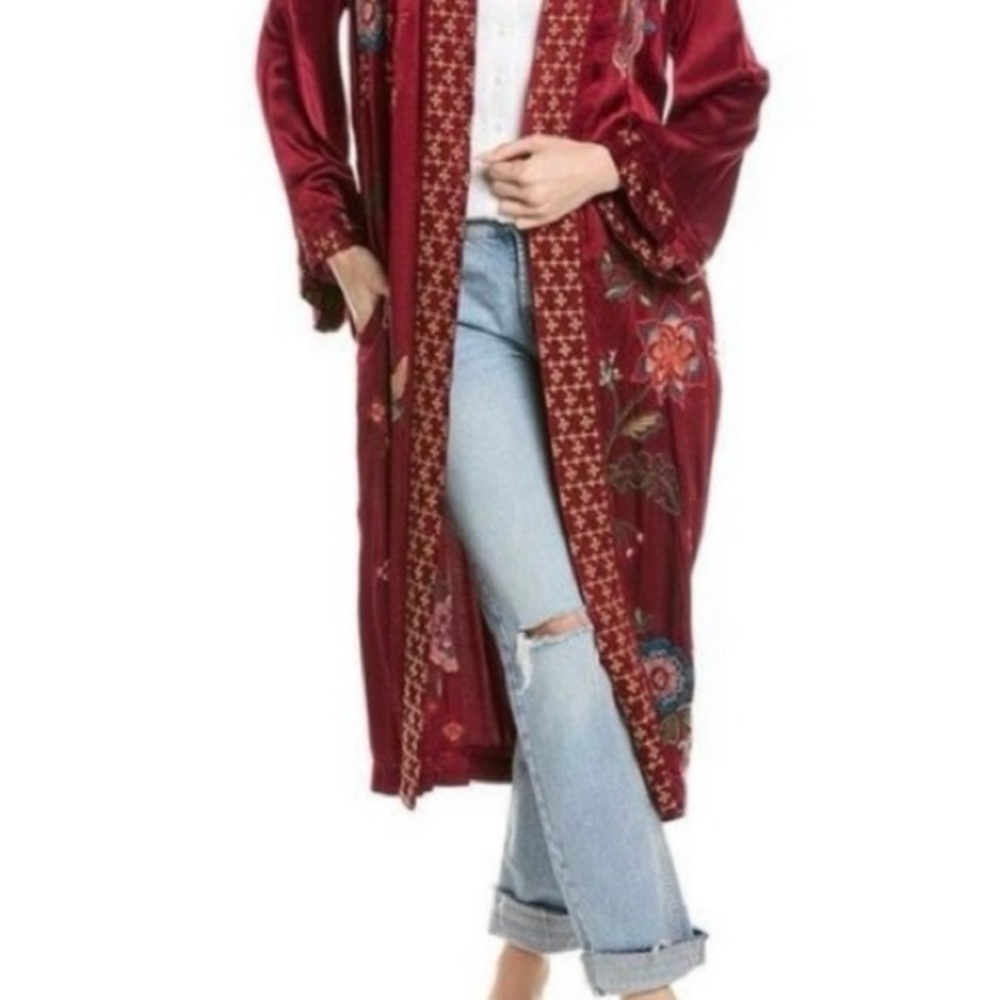 Johnny Was Red Floral Embroidered Kimono/Duster - Picture 3 of 12